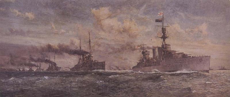 Charles Dixon HMS Cardiff leading the surren-dered German Fleet into the Firth of Forth France oil painting art